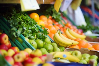 Fresh produce on the grocery shelf