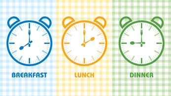 Meal Occasions breakfast, lunch, dinner clocks