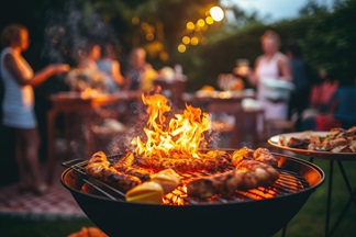 Meat grilling at party